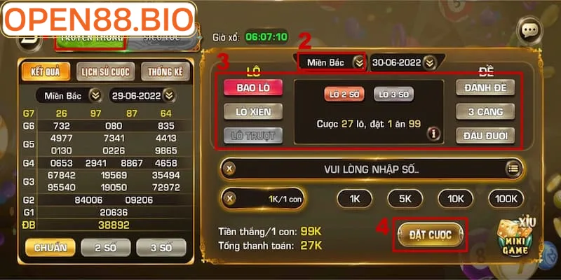 Xổ Số Open88: Tỷ Lệ Thưởng 1 Ăn 99 Và Bí Kíp Soi Cầu 2026 Bảng tỷ lệ trả thưởng lô đề tại xổ số Open88