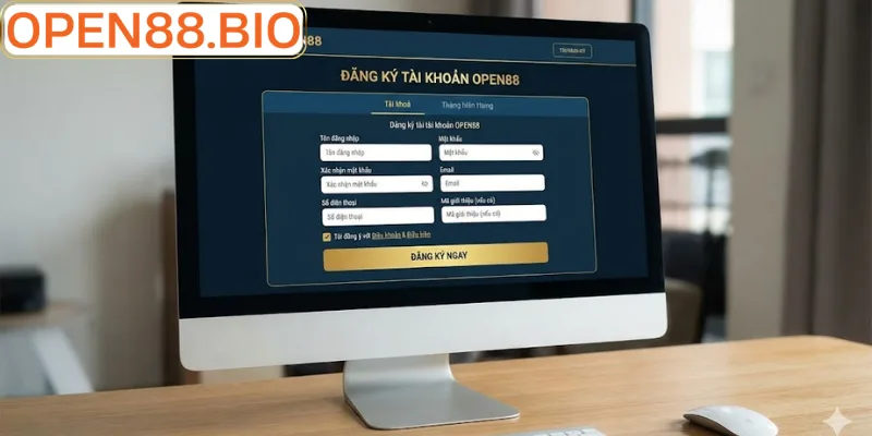 Giao diện biểu mẫu đăng ký Open88 trên máy tính