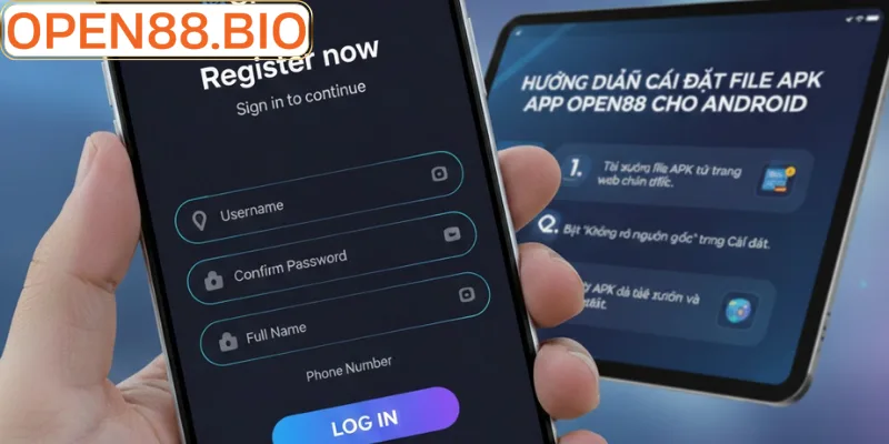 Giao diện thực hiện đăng ký Open88 trên ứng dụng di động