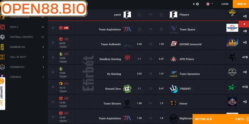 Theo dõi trực tiếp trận đấu ngay tại Esports Open88